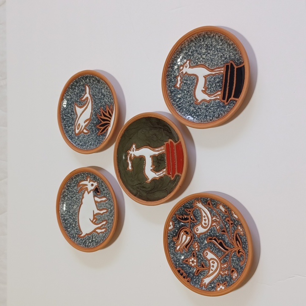 Handmade in Greece Miniature Set of 5 Pottery Plates by BONIS